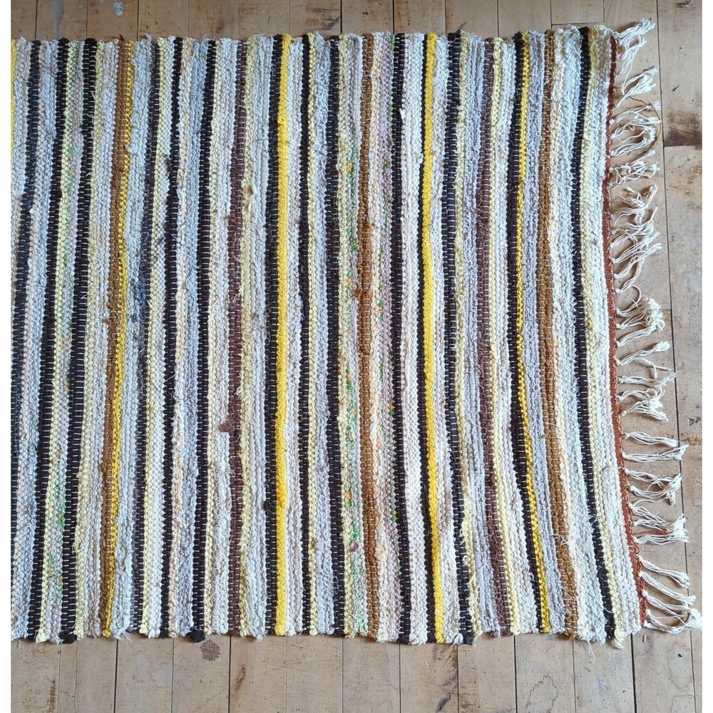 Antique Imported Swedish Hand Made Rag Rug Runner (26 x 188" ) Very Pretty - Picture 2 of 11
